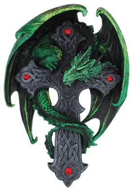 Woodland Dragon W/Cross Wall Plaque