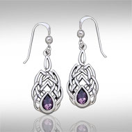 ss celtic knot earrings with amethyst stone