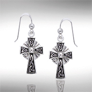 silver celtic cross earrings