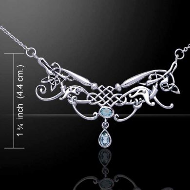 s.s celtic necklace with blue topaz