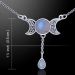 blue moon sterlin silver necklace done in rainbow moonstone